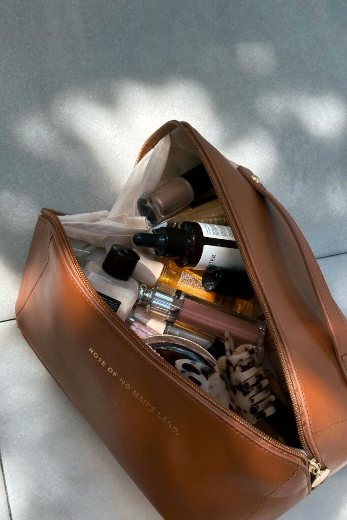 bag filled with natural makeup brands