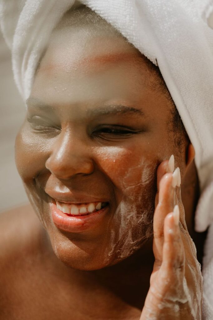 woman washing face