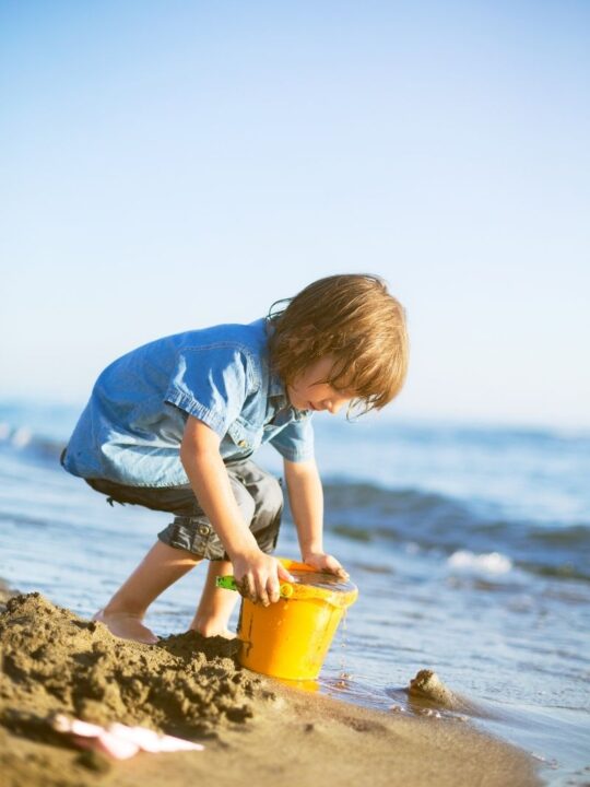 building sandcastles on the beach
