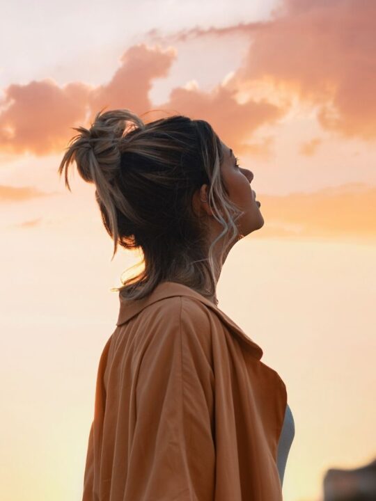 woman outside thinking