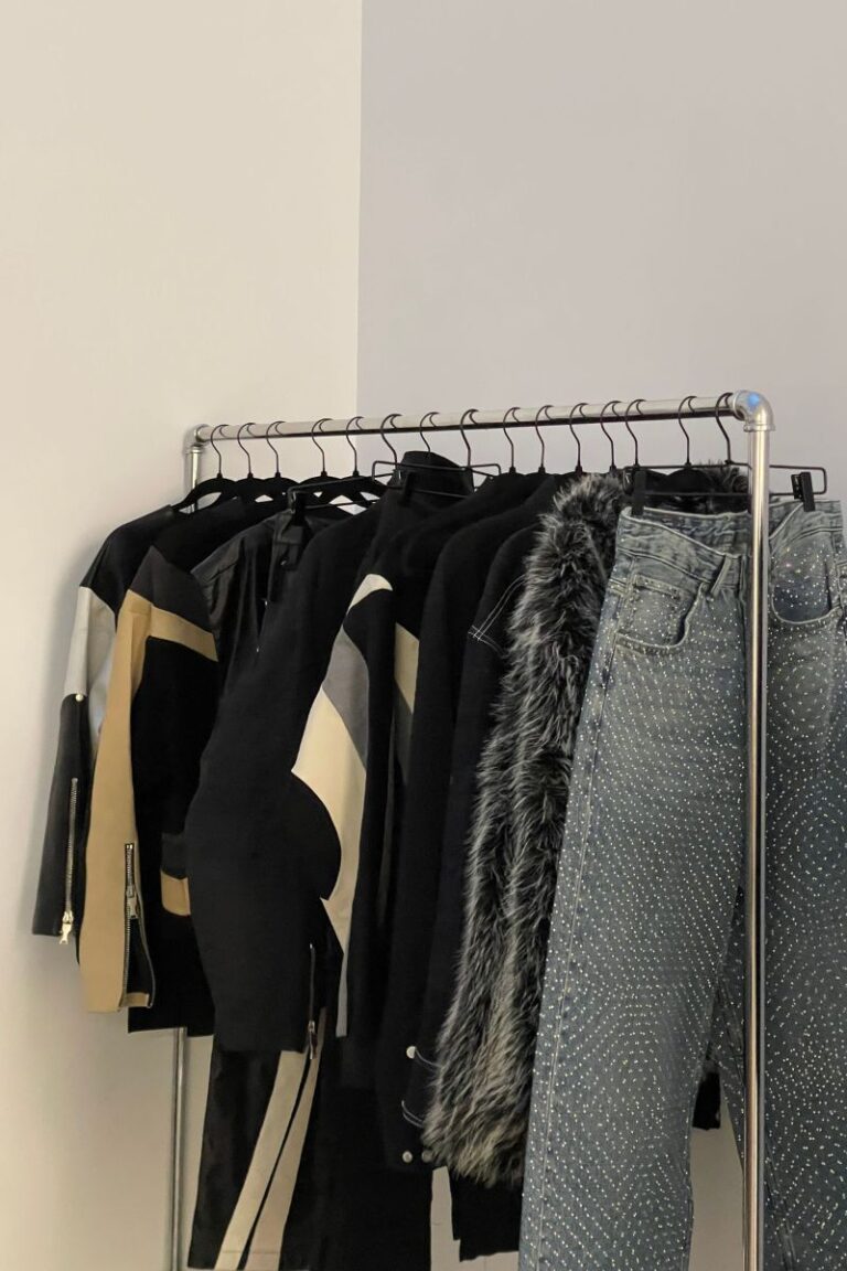 clotheson rail in charity shop