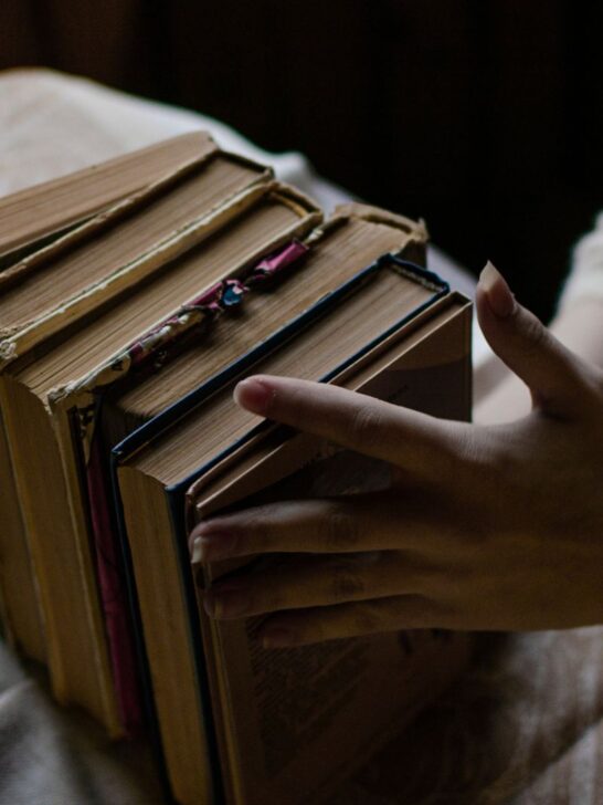 close up of second hand books