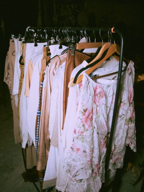 rail of second hand clothes