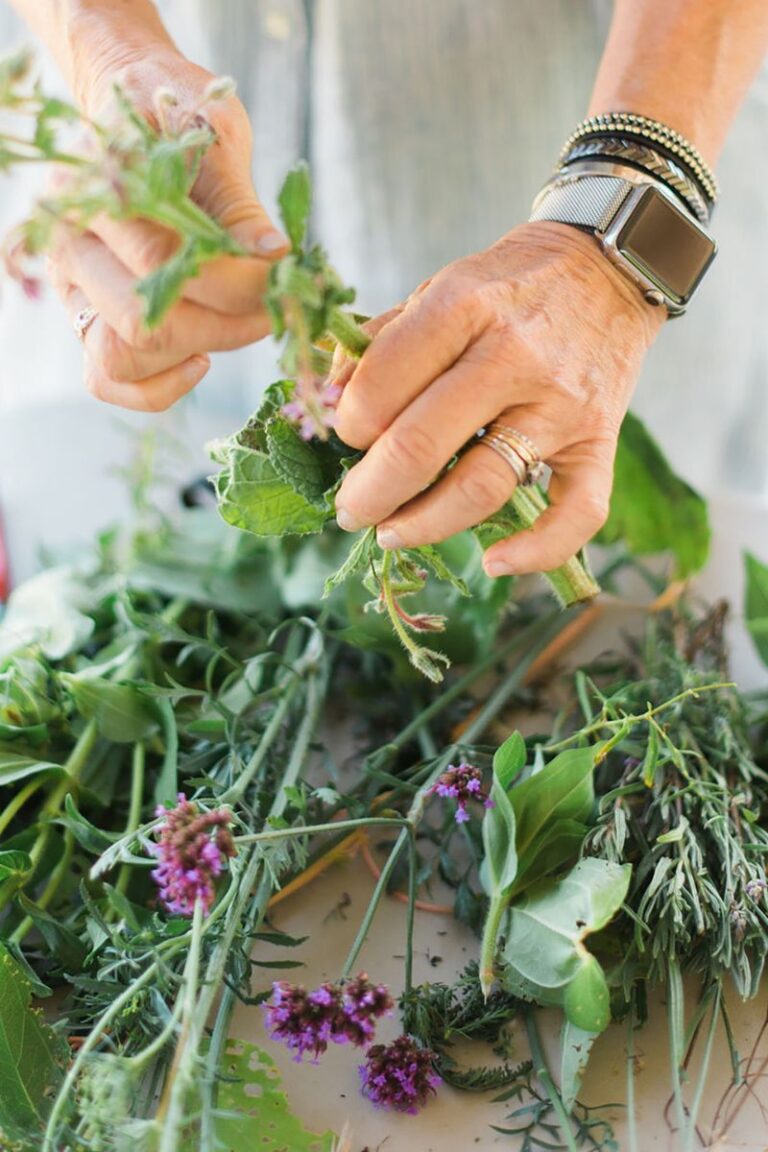 woman arranging flowers