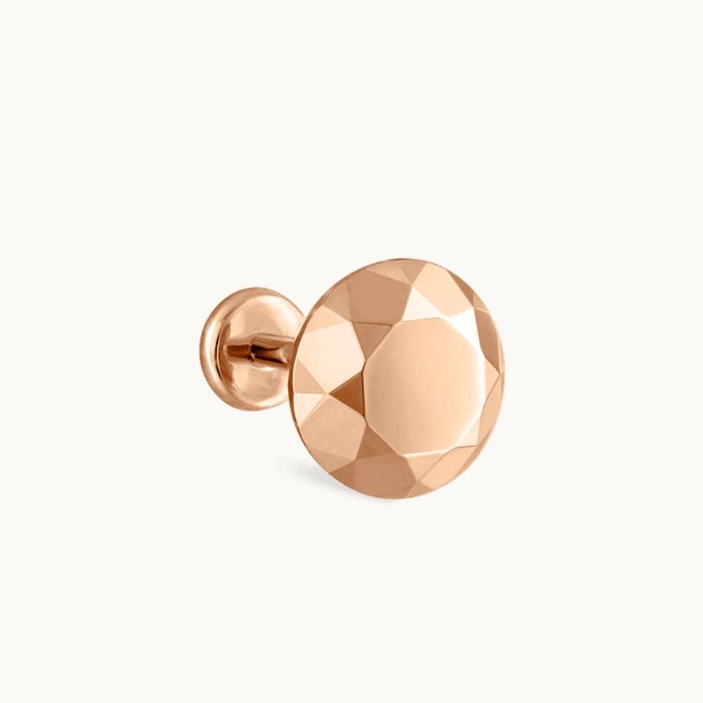 Faceted Gold Round Threaded Stud Earring