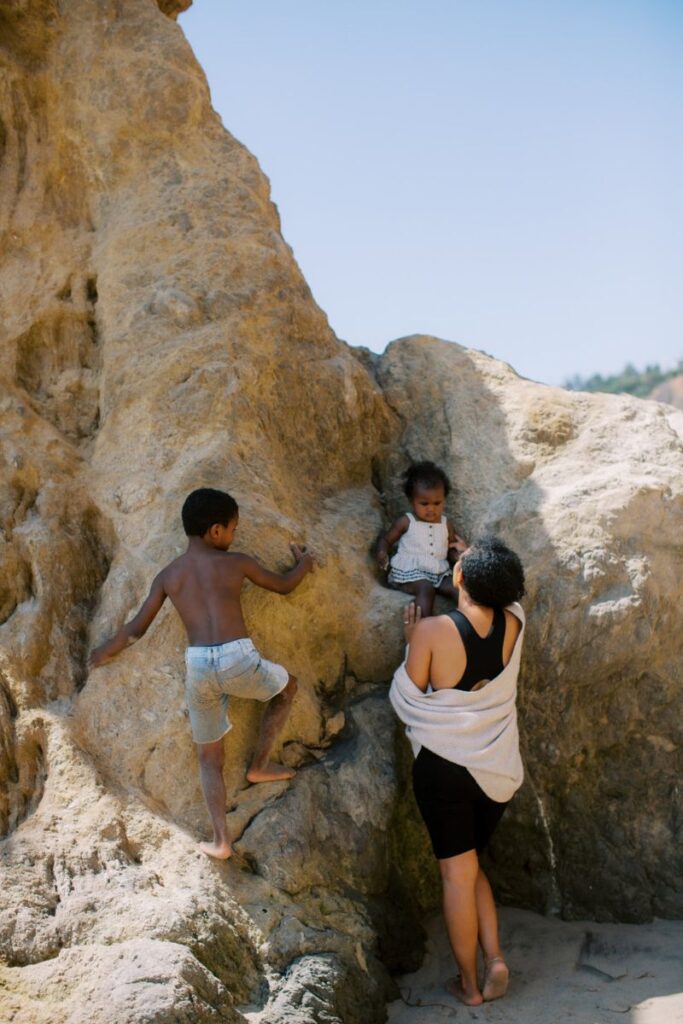 black family on beach