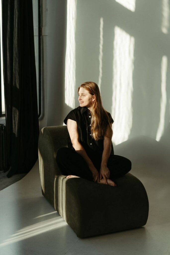 woman relaxing on her own